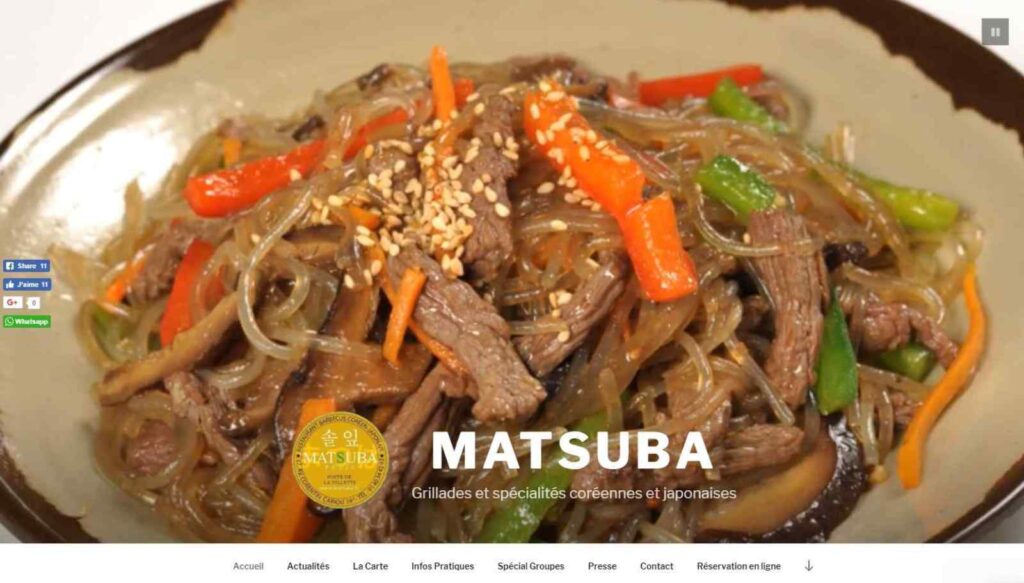 Site web du restaurant Matsuba