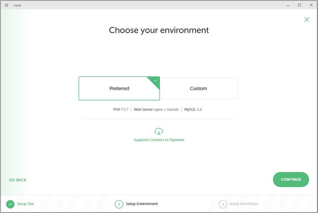 Environnement par défaut