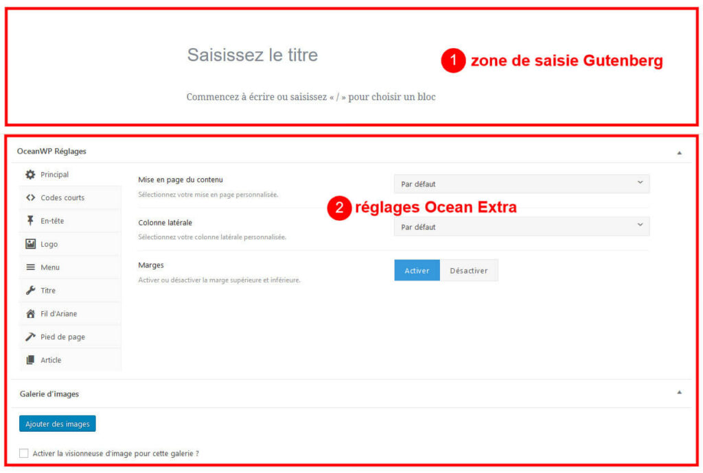 Réglages personnalisés d'un article