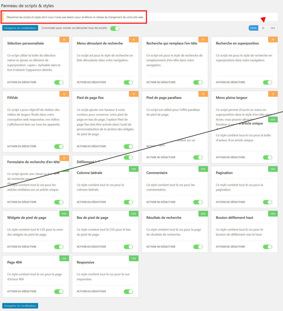 Activer / désactiver les scripts & styles d'OceanWP