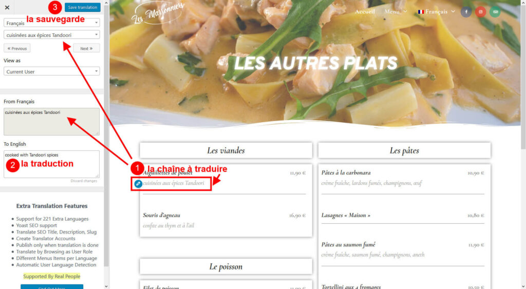 Traduction des chaînes