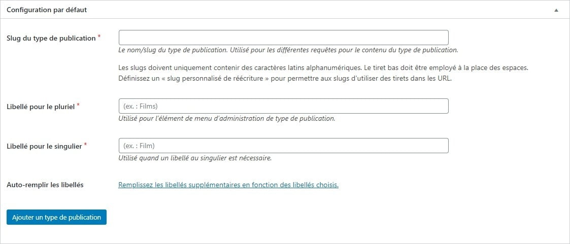 Ajout de Custom Post Types via CPTUI