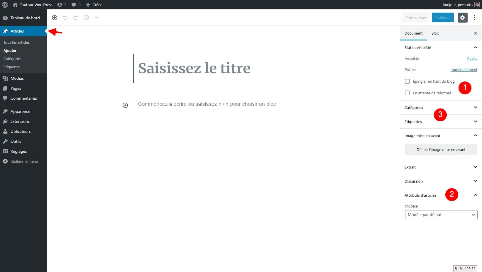 Article ou Page, que choisir ? Interface d'édition d'un article