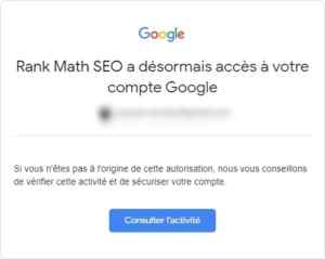 Rank Math - Alerte email Google