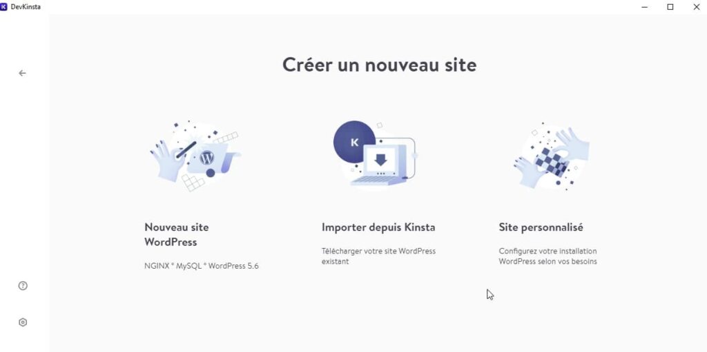 Créer un nouveau site avec DevKinsta